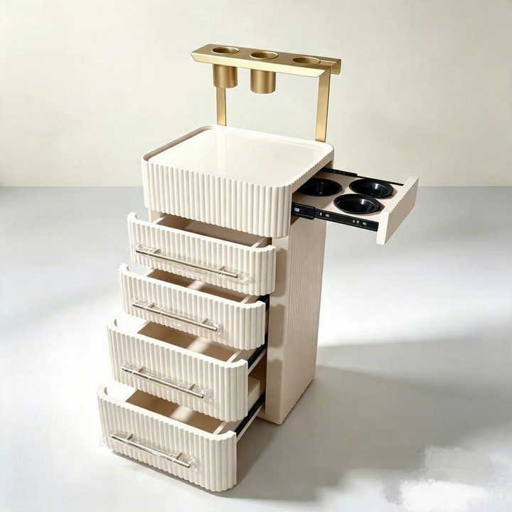 Supplier photograph of the cream fluted trolley